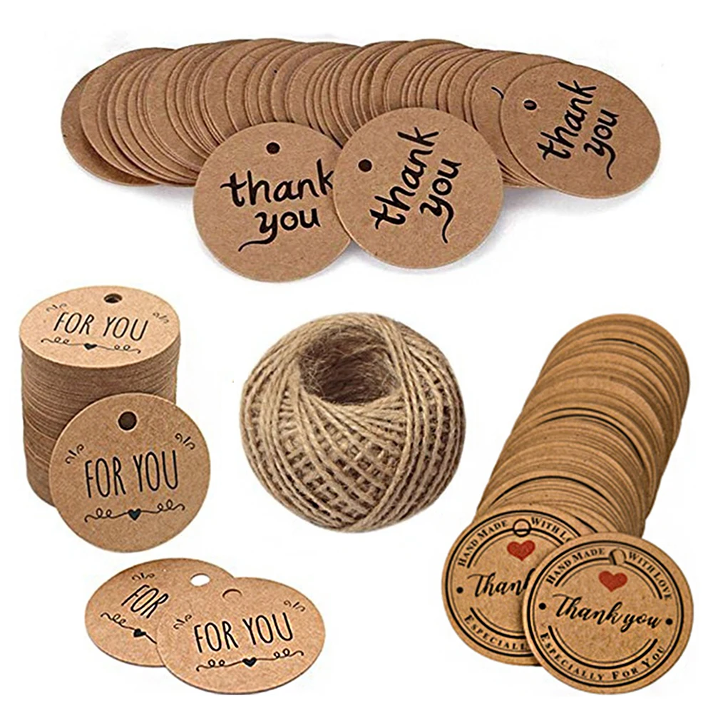 Подвески из крафт-бумаги для упаковки подарков коричневые и белые 100-300 шт. |