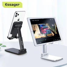 Essager Desk Mobile Phone Holder For iPhone 12 Pro iPad Adjustable Metal Desktop Tablet Holder Universal Table Cell Phone Stand