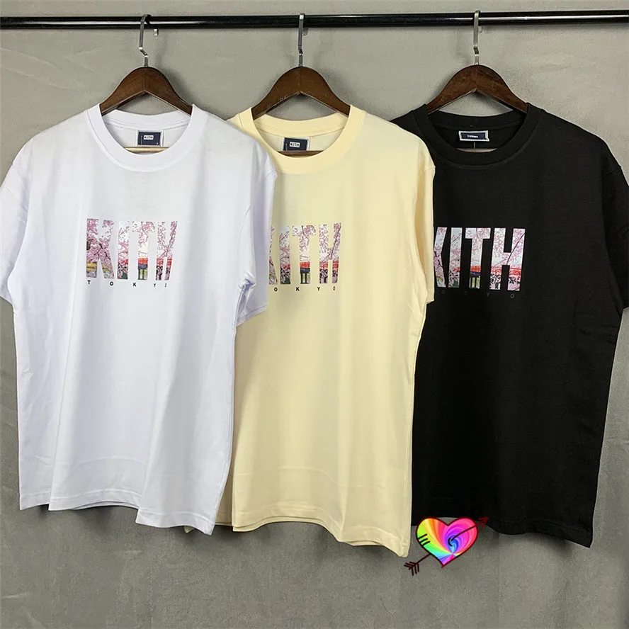 

2022 футболка KITH Sakura для мужчин и женщин, 1:1, футболка высокого качества с графическим логотипом коробки, топ Токио с цветущими цветами и корот...