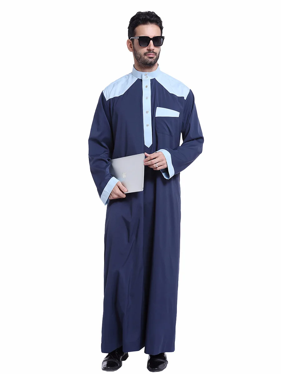 Latest Abaya Muslim Clothing Designs Dubai Muslim Men Dress islamic Jubba Thobe Men Prayer Robe Men Kaftan Mosaic color
