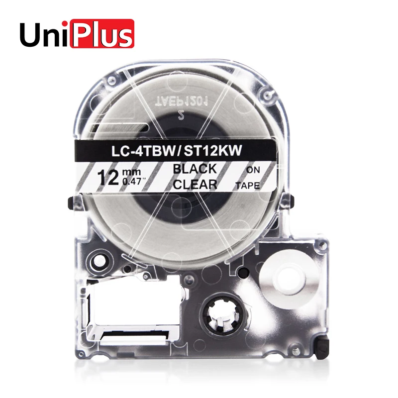 UniPlus 12 мм этикетки кВт для Epson King Jim LC-4TBN черные на прозрачной длине 8 м создают