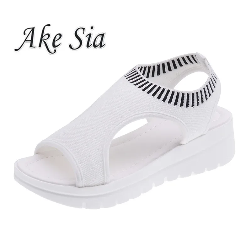 Туфли женские прогулочные дышащие удобные на плоской платформе летние сандалии