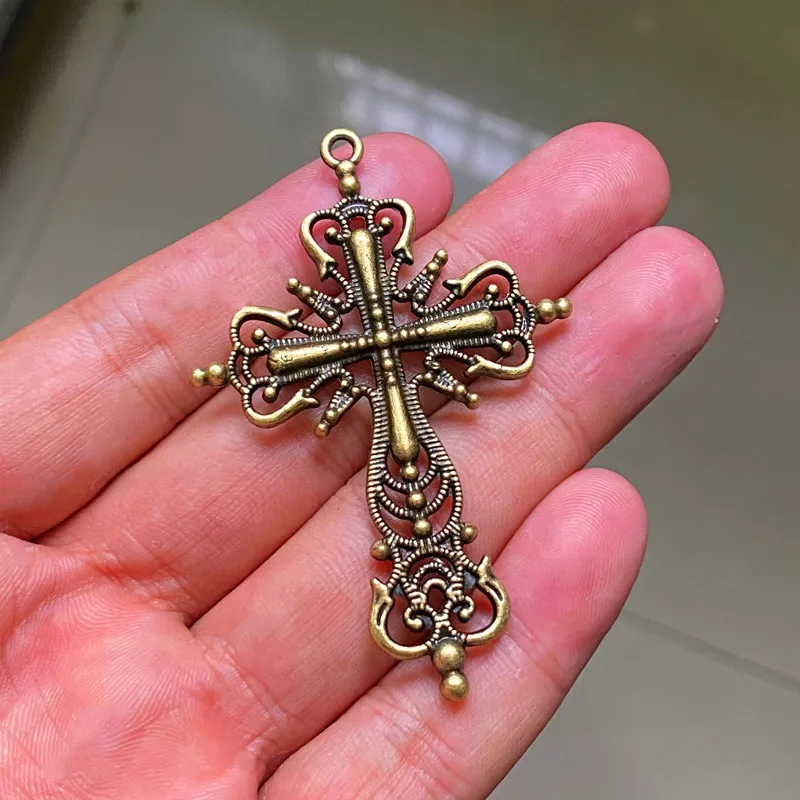 

6pcs /Set Lots Vintage Bronze Styles Zinc Alloy Jesus Cross Pendant Religious Faith Charm Frame DIY Handmade jewelry Components