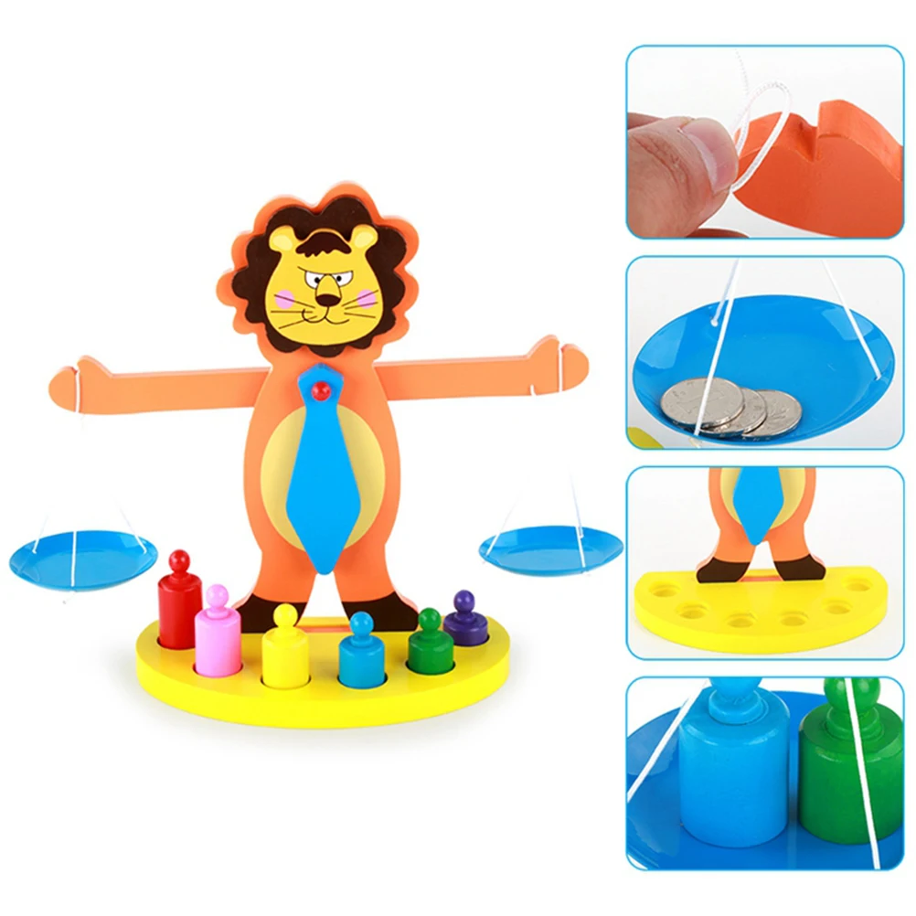 Весы деревянные весы для детей Веселая игра баланса льва дошкольников