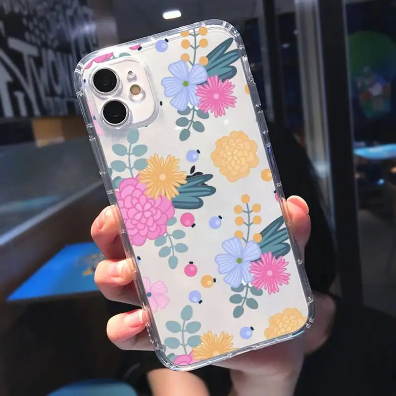 

fashion flower beautiful Phone Case Transparent for Clear iPhone 11 12 8 7 6 6S Plus X 5S SE 2020 XR mini pro XS MAX