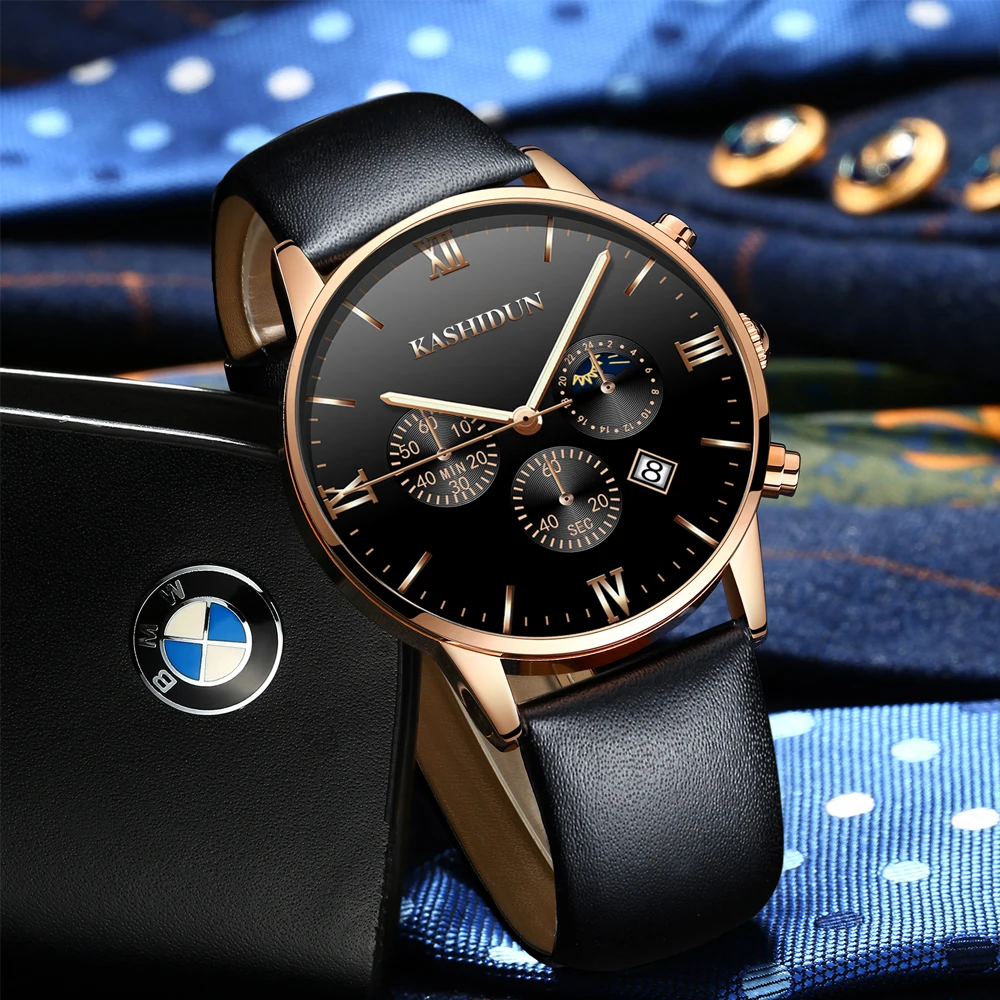 Reloje NIBOSI мужские часы кожаные автоматические кварцевые с датой роскошные