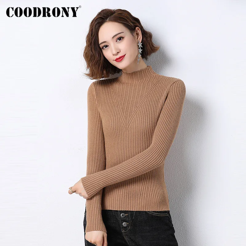 

COODRONY Brand 2020 Autumn Winter Casual Soft Slim Sweaters Women Basic Elegant Solid Color Knitwear Female Jumper W1127