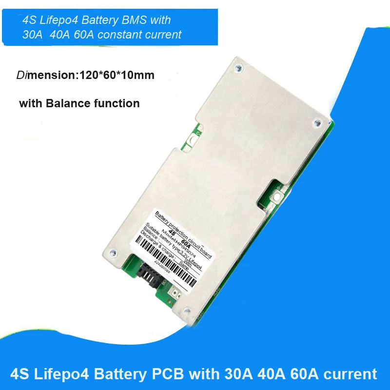 4S 12 8 V Lifepo4 батарея BMS 14 6 PCB с постоянным током 40A 50A 60A и функцией балансировки для