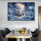 Холст с изображением Иисуса в шторме на море, мотивационный постер, абстрактная Скандинавская настенная живопись, декор для гостиной