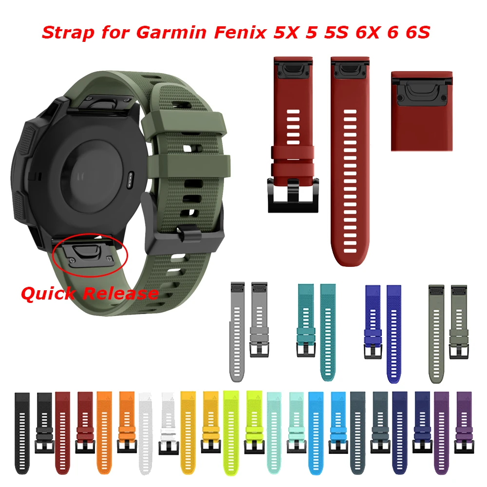 26 мм цветной ремешок для часов Garmin Fenix 5X 6X 6 6S 5 5S Plus 3 3HR быстросъемный силиконовый