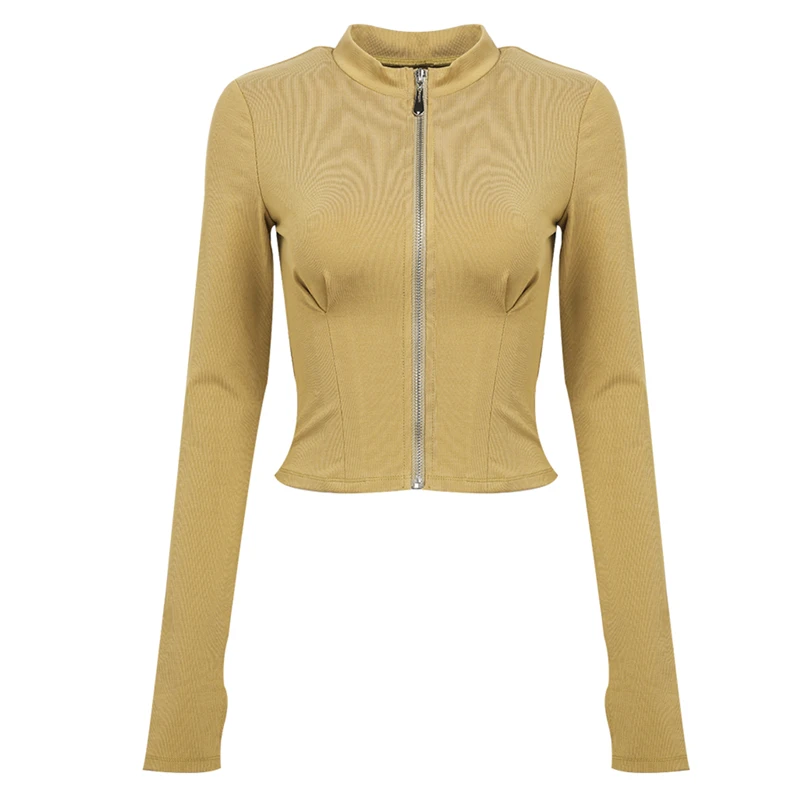 

New Autumn Running Jacket Women Long Sleeve Zip Fitness Yoga Shirt Top Workout Gym Activewear Sport Coats Training Clothes