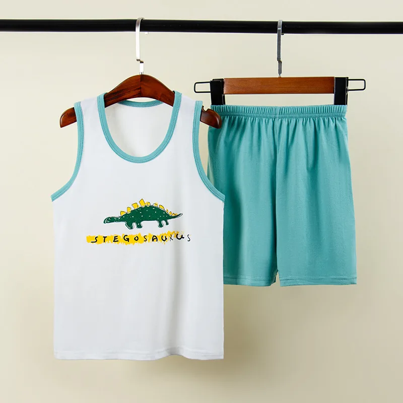 Kids Pajamas 2020 Summer Girls Boys Sleepwear Nightwear Baby Infant Clothes Cartoon Pajama Cotton Children's Pyjamas Vest Suits | Мать и