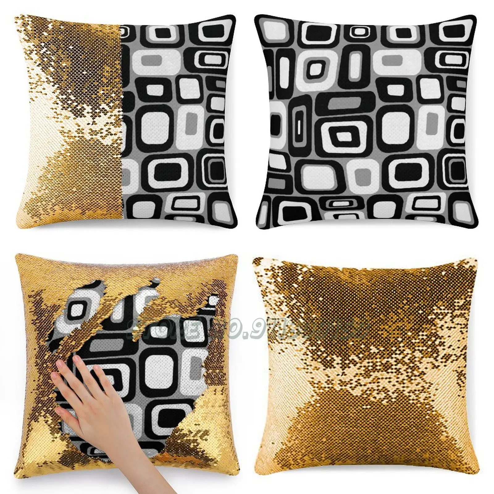 Голубой серый черный и белый современный в стиле ретро с геометрическим принтом