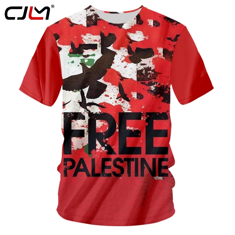 

CJLM Palestine Flag Men T shirts Fashion Short Sleeve Summer Nostalgia T-shirts Brand Design Fans Cheer short sleeve Tshirt 5XL