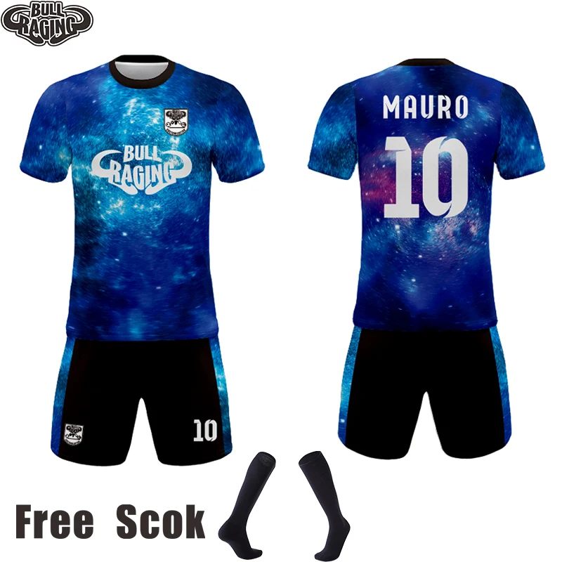 Starry sky Design Subliamtion printing custom your own team football shirts soccer jersey maker