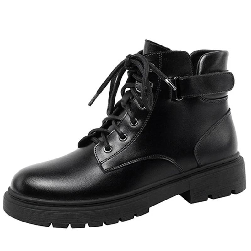 

Ботинки женские в британском стиле, тонкие однотонные сапоги на толстой подошве, sh62