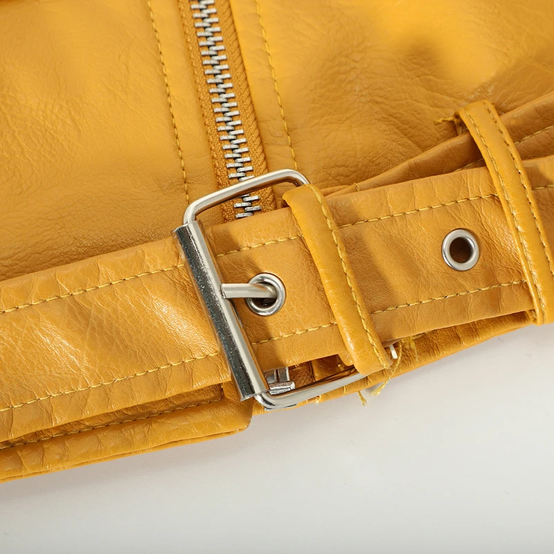 

Spring Autumn New Women PU faux leather jacket Casual Chic Asymmetrical Zipper Biker Leather outerwear Female Streetwear Fashion