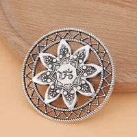 10pcslot tibetan silver large lotus flower om aum yoga meditation round charms pendants for diy jewelry making accessories