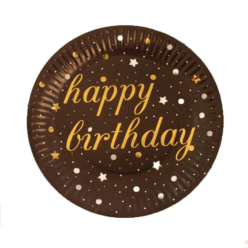 10 шт. одноразовые столовые приборы бумажные тарелки соломенная чашка золотого