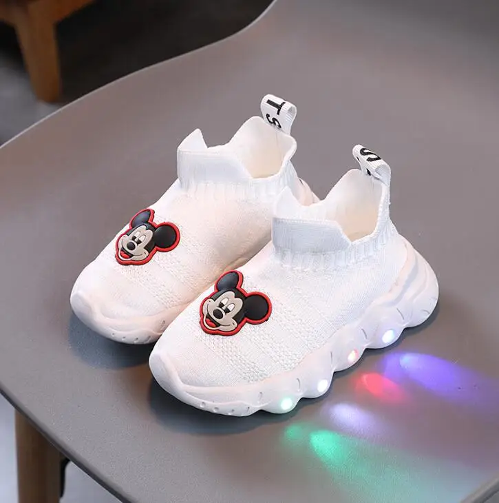 Детские ботинки Disney с мультяшным Микки Маусом Нескользящие короткие на мягкой