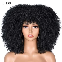 short hair afro kinky curly wigs with bangs for black women red lolita cosplay synthetic natural glueless brown mixed blonde wig