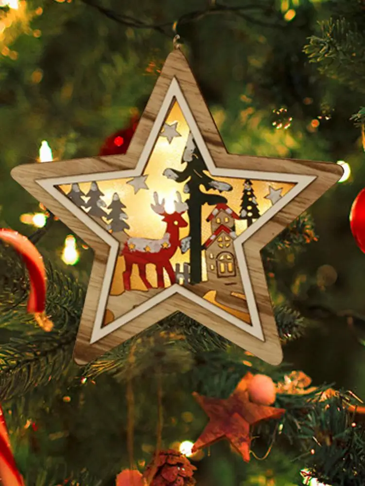 1 шт. веселая Рождественская гирлянда для дома деревянный полый орнамент