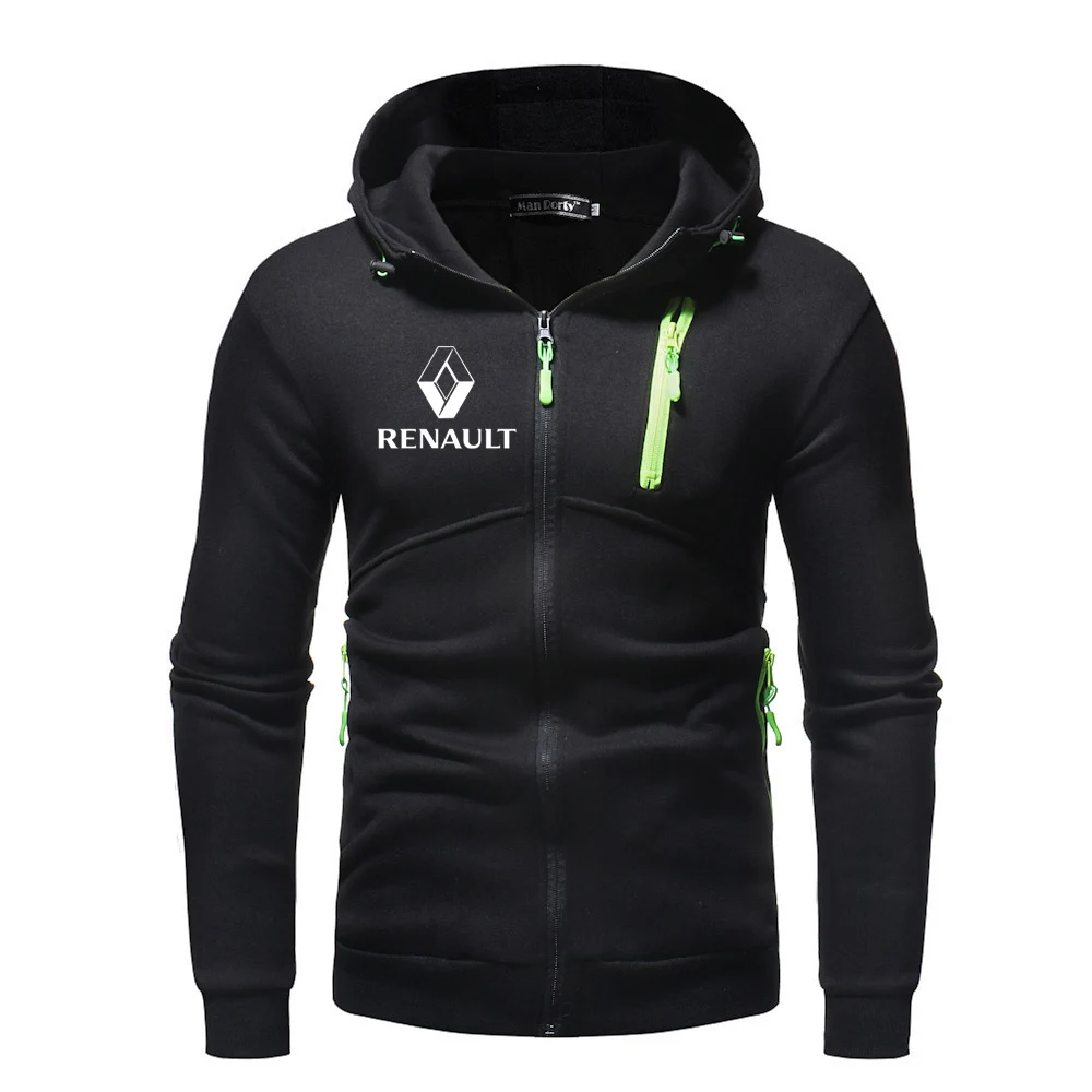 

2021 RENAULT Fashion Male Comfortable Hoodie Fitness Sweatshirts Solid Fleece College Style Men Zipper Tops