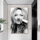 Черно-белая женская портретная живопись холст на стену плакаты и принты Модные знаменитости сексуальная леди Живопись Домашний Декор