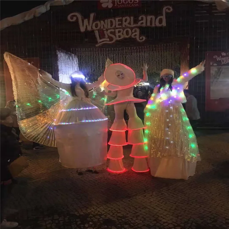 Разноцветные светодиодные Мужские костюмы роботы RGB одежда для сценического шоу