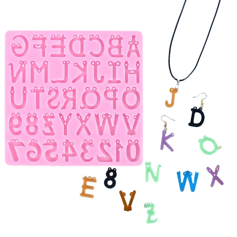 

English Letters Number Pendant Casting Silicone Mould Alphabet Epoxy Resin Mold