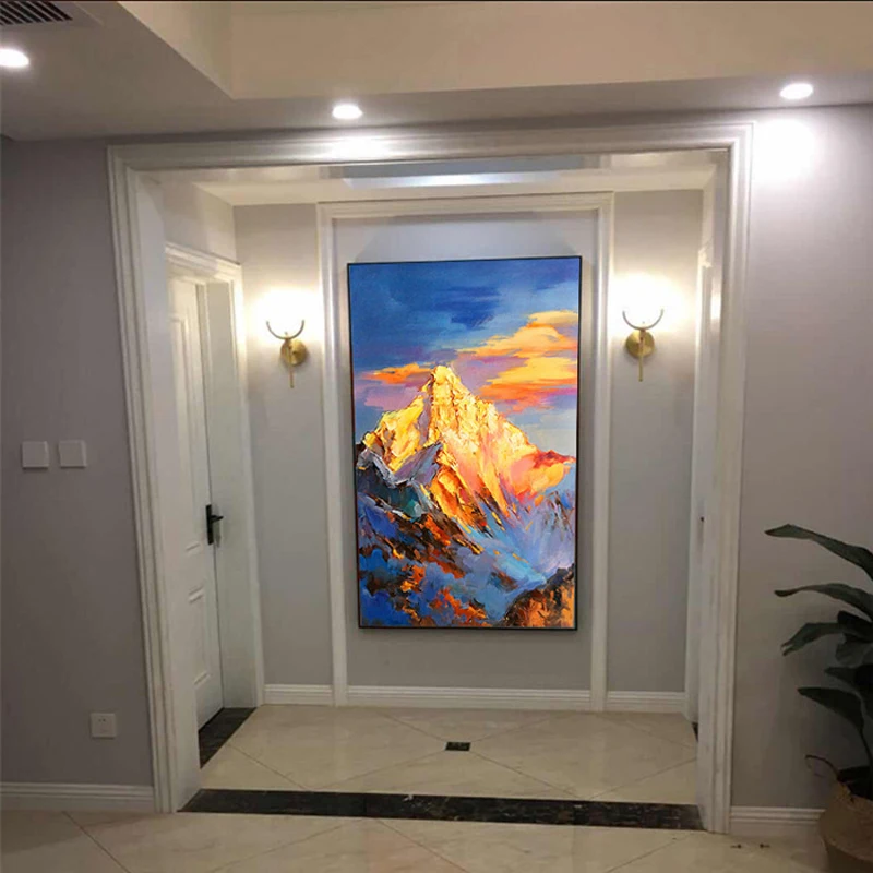100% ручная роспись золотая гора картина маслом на холсте настенное украшение для
