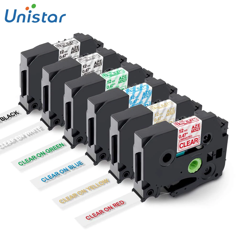 Юнистар 6 шт. 12 мм лента для маркировки Совместимость Brother P Touch TZe 131 132 133 136 134 135 PT