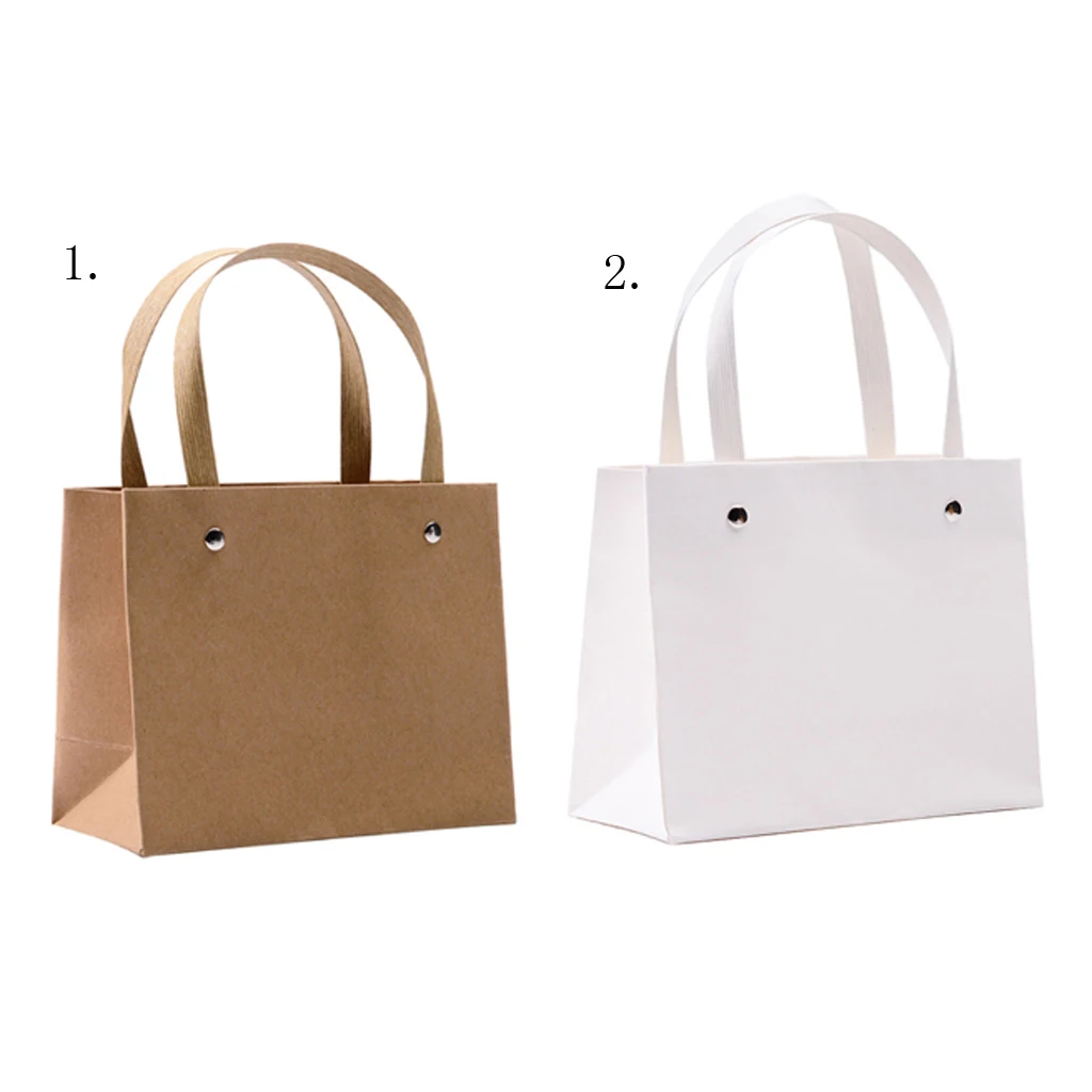 

Blank Kraft Paper Bags Paper Shopping Bags for Wedding Gift Packaging 5pcs