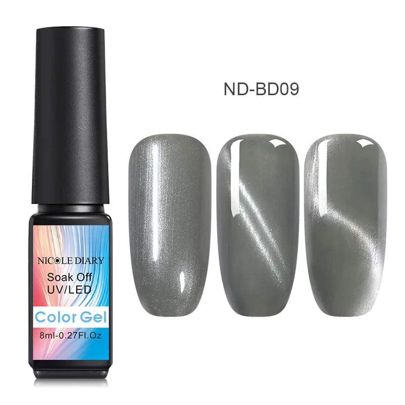 ND-BD09 NICOLE DIARY 8 мл голографический кошачий глаз гель Магнитный УФ-гель для ногтей лак магнит УФ светодиодный гель-лампа маникюрный лак Искусство DIY - Цвет: ND-BD09