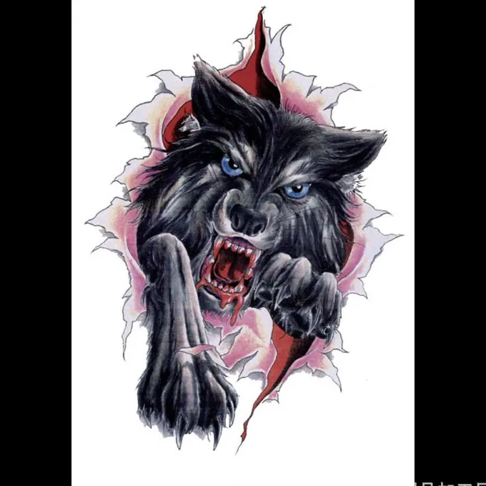 

Водостойкая Временная тату-наклейка, большой размер, волк, тату-наклейки флэш-тату, искусственные татуировки для мужчин и женщин