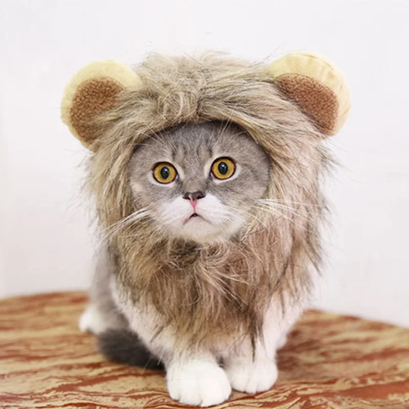 Забавный костюм для домашних животных кошек парик Лев грива шапка головной убор