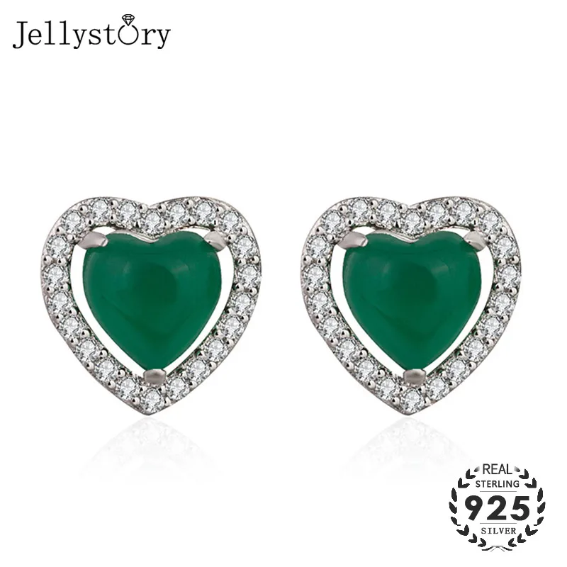 Jellystory серьги 925 серебро ювелирные изделия с 11*11 мм в форме сердца изумрудным