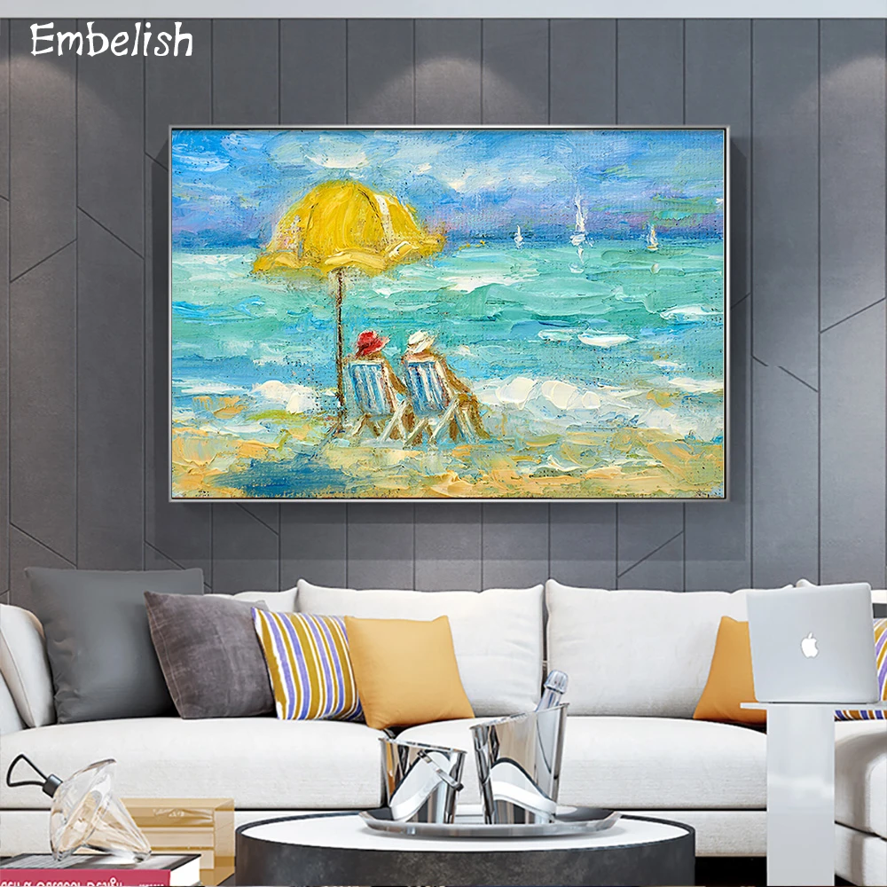 

1 Pieces Couple On Beach Landscape HD Print On Canvas Oil Paintings Modern Home Decor Wall Art Posters Living Room Pictures