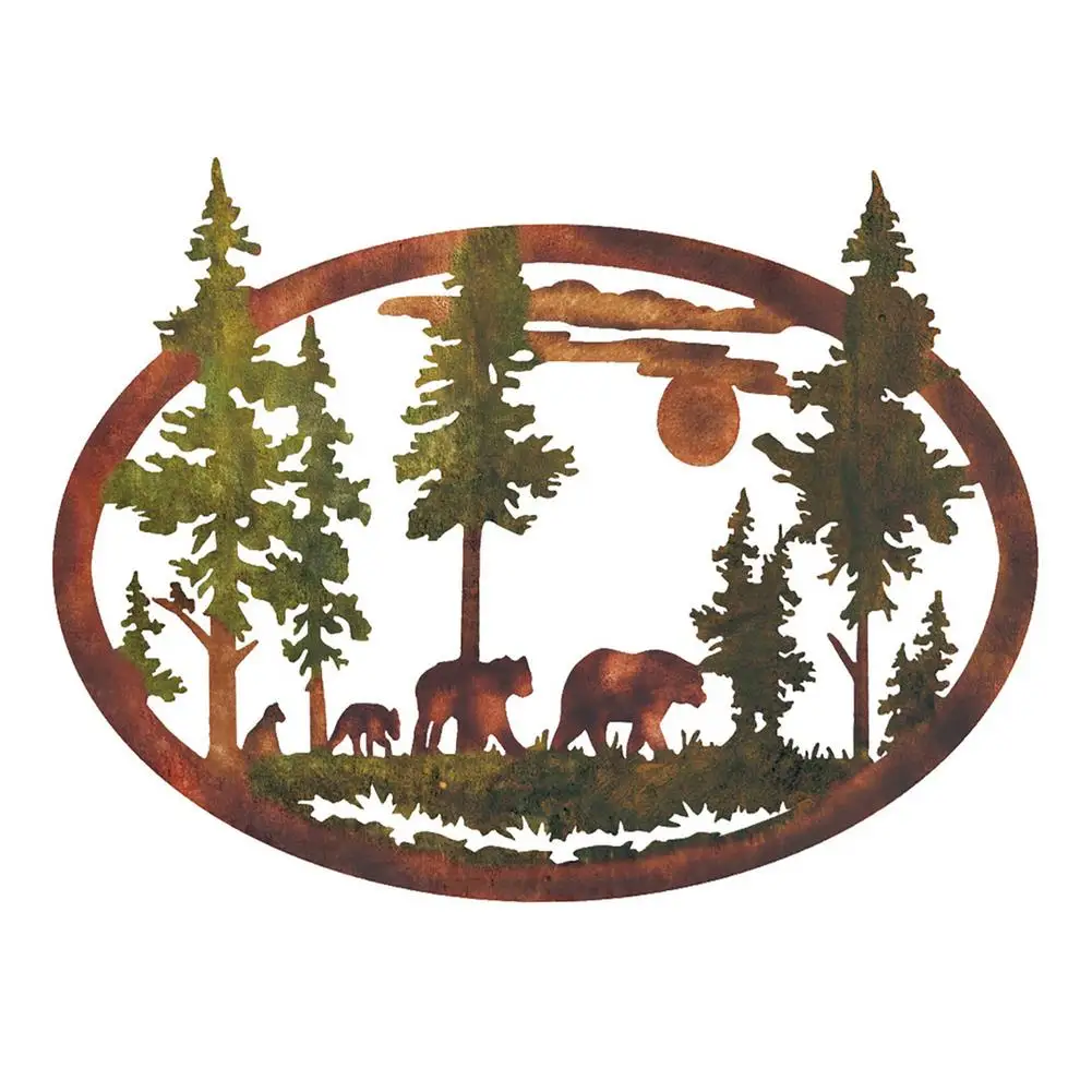 

Металлический Настенный декор с изображением оленя и медведя, простое украшение для гостиной, спальни, дома и улицы