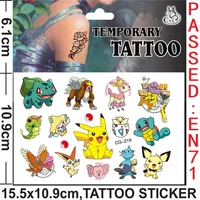 pokemon tattoo sticker for children cartoon anime pocket elf pikachu figure stickers party decorations kids birthday gifts