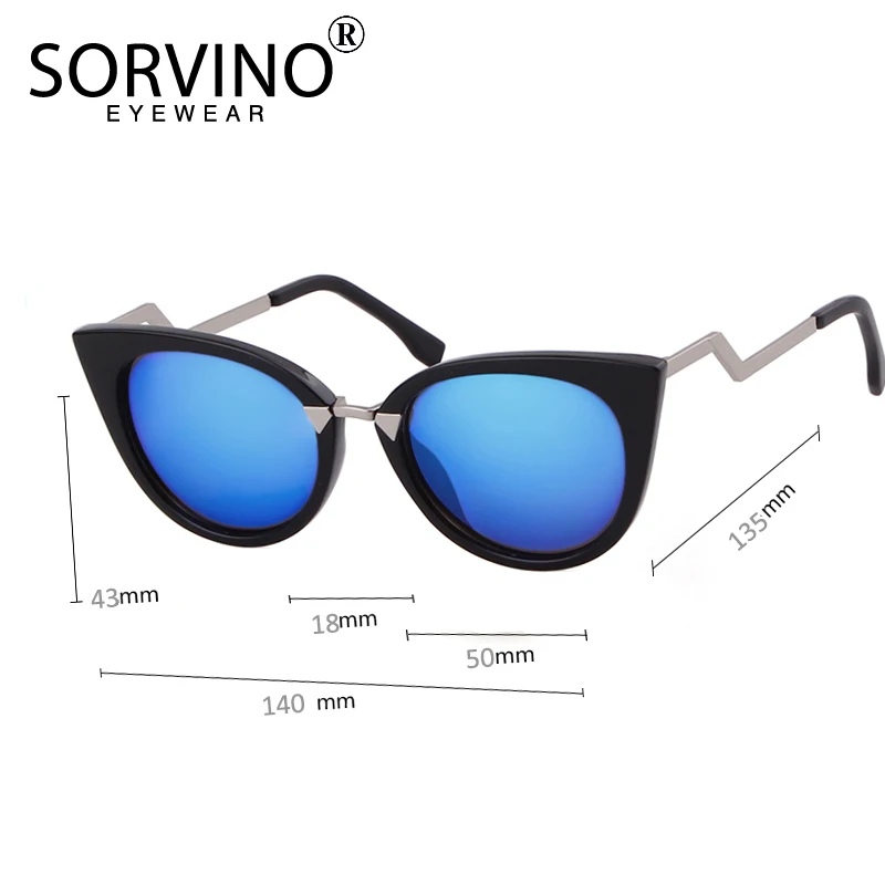 Женские солнцезащитные очки с кошачьим глазом SORVINO винтажные дизайнерские 90s