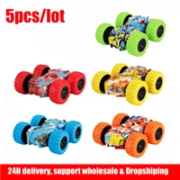 5pcs double sided graffiti stunt car friction car 4wd off road car model vehicle children toy diecasting pull back racing car