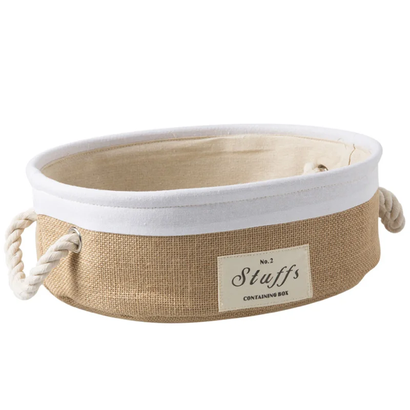 

New Fresh printing cotton belt handle the desktop debris storage baskets, small cabinets clothing fabric storage basket WJ922