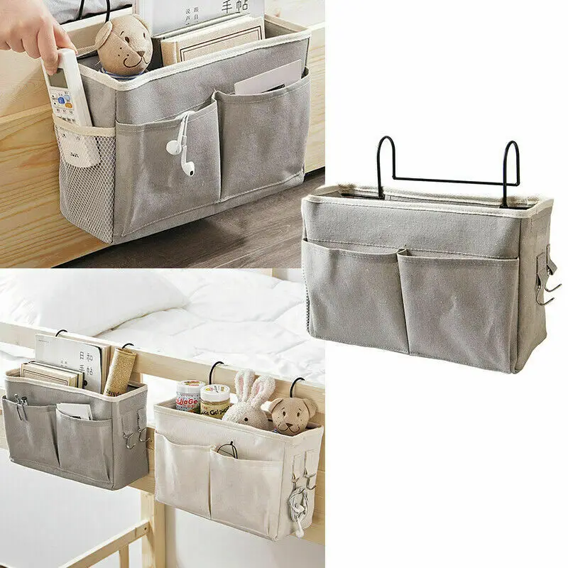 

Home Bedside Hanging Organizer Pocket Storage Bag Wardrobe organizer Canvas Bedroom Magazine Tote Storage Organizador Pouch