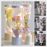 1pcs flower wrapping handbag transparent cylinder shape candy gift packing box photo props flower tube party present supplies