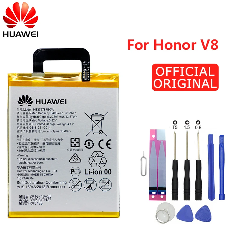 Hua Wei аккумулятор для телефона HB376787ECW для huawei Honor V8 3400/3500 мАч сменные батареи Бесплатные инструменты