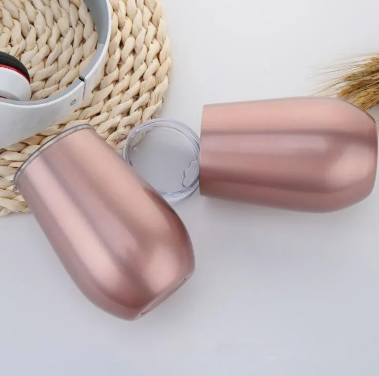 Rose Gold 12oz Egg Cups Stainless Steel Wine Glasses Beer Tea Coffee Cup Vacuum Insulated Thermos with clear lids | Дом и сад