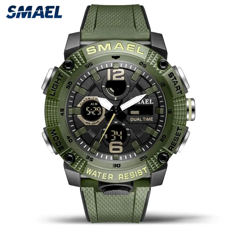 

SMAEL Digital Watches Men Dual Time Display Quartz Watch Military Sport Auto Date Wristwatch 50m Waterproof relogio часы reloj