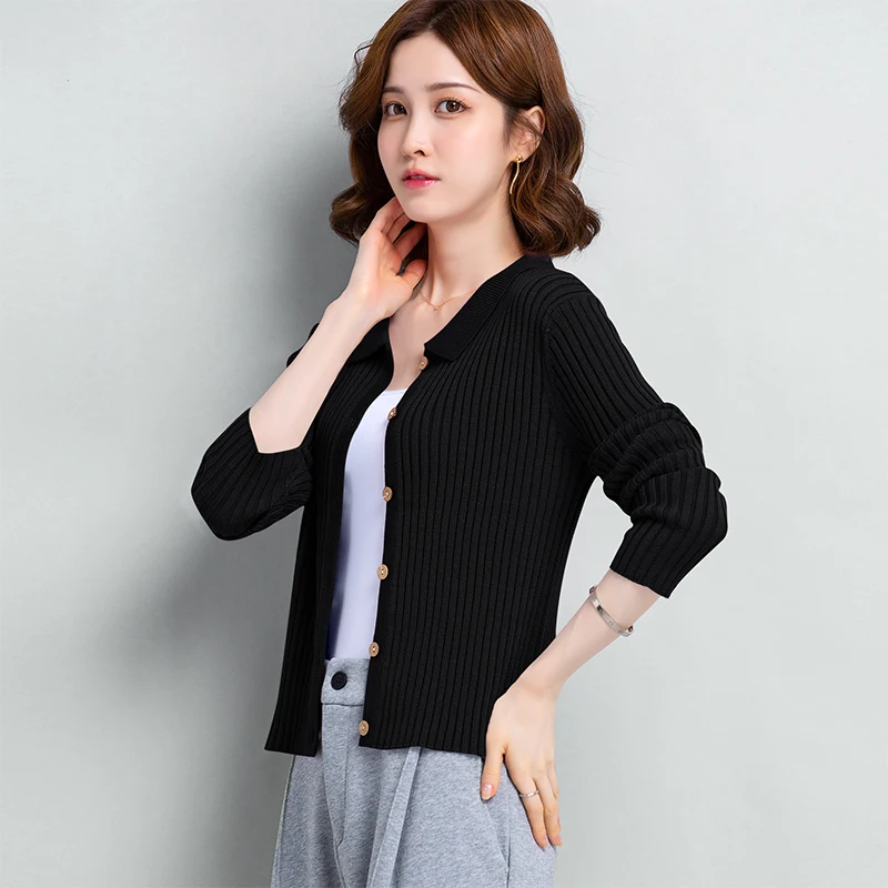 

Осенне-зимний свитер, женский свитер, пальто, СВОБОДНЫЙ Модный Универсальный утепленный вязаный кардиган с коротким отворотом