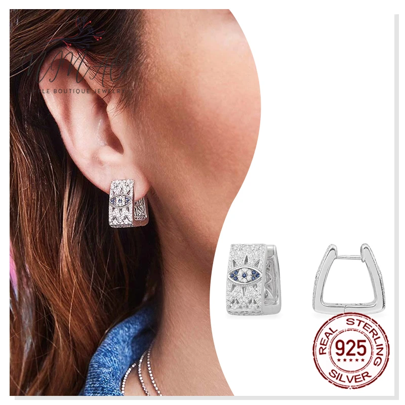 Серьги женские прямоугольные из серебра 925 пробы с цирконом | Украшения и